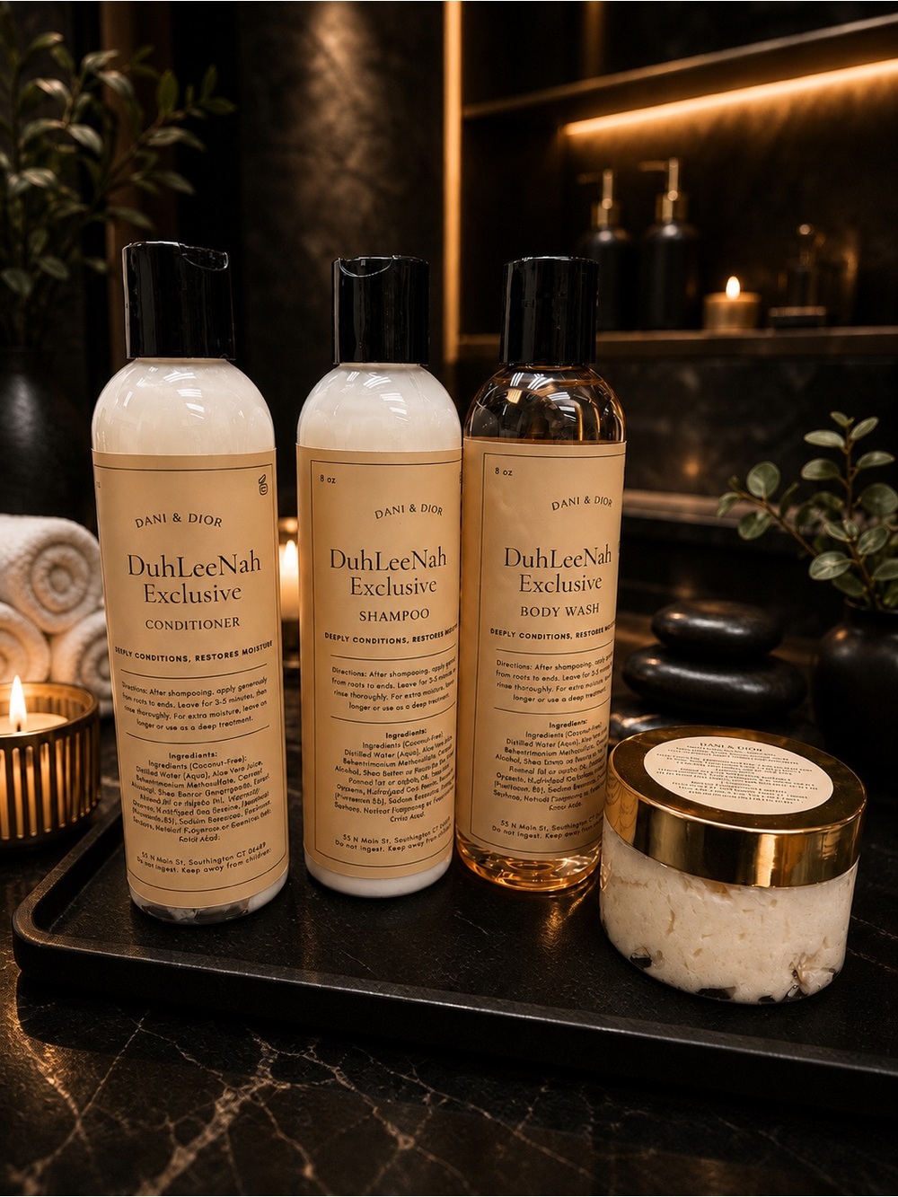 $125 DuhLeeNah Exclusive Shampoo, Conditioner & Body Wash & Body  Butter